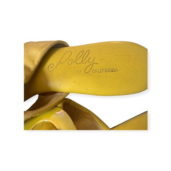 Vintage Polly of California Yellow Leather Sandals w/ metal Ring - Size 6.5-7 - Picture 12 of 12